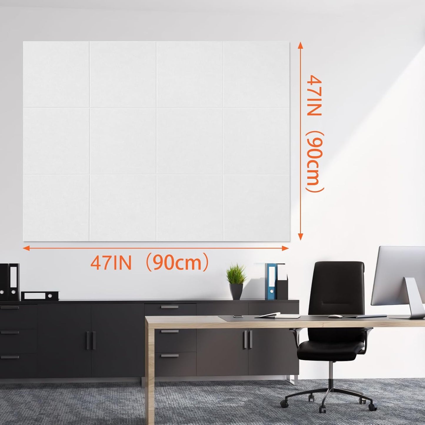 Cork Boards for Walls 48" x 36" Felt Board Alternative, 12 Pack Felt Wall Tiles Bulletin Board, Large Cork Board for Office Pin Board Tack Board Cork Boards