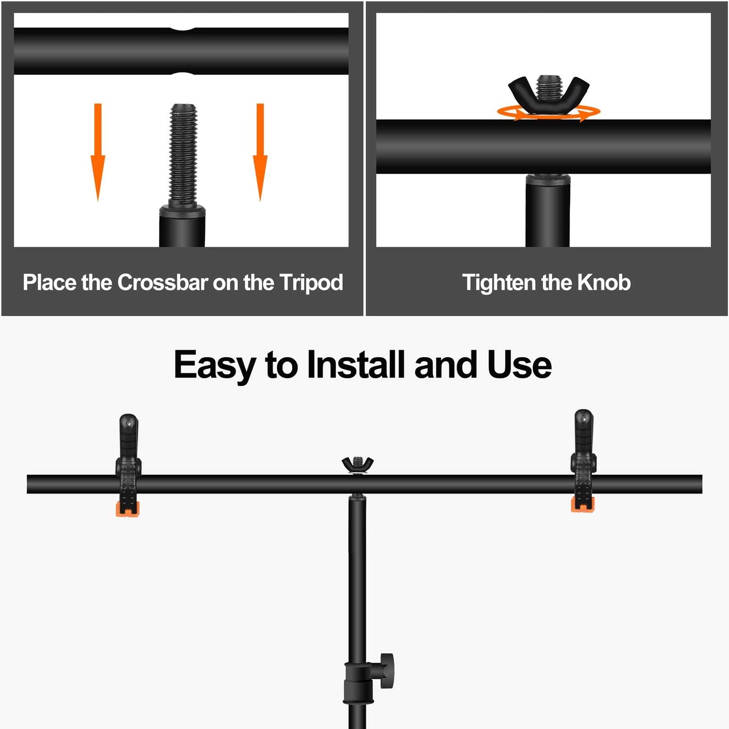EMART 3x6.5ft Portable T-Shape Backdrop Stand with Adjustable Green Screen Photo Background Holder for Photography, Photoshoots, Parties, and Zoom