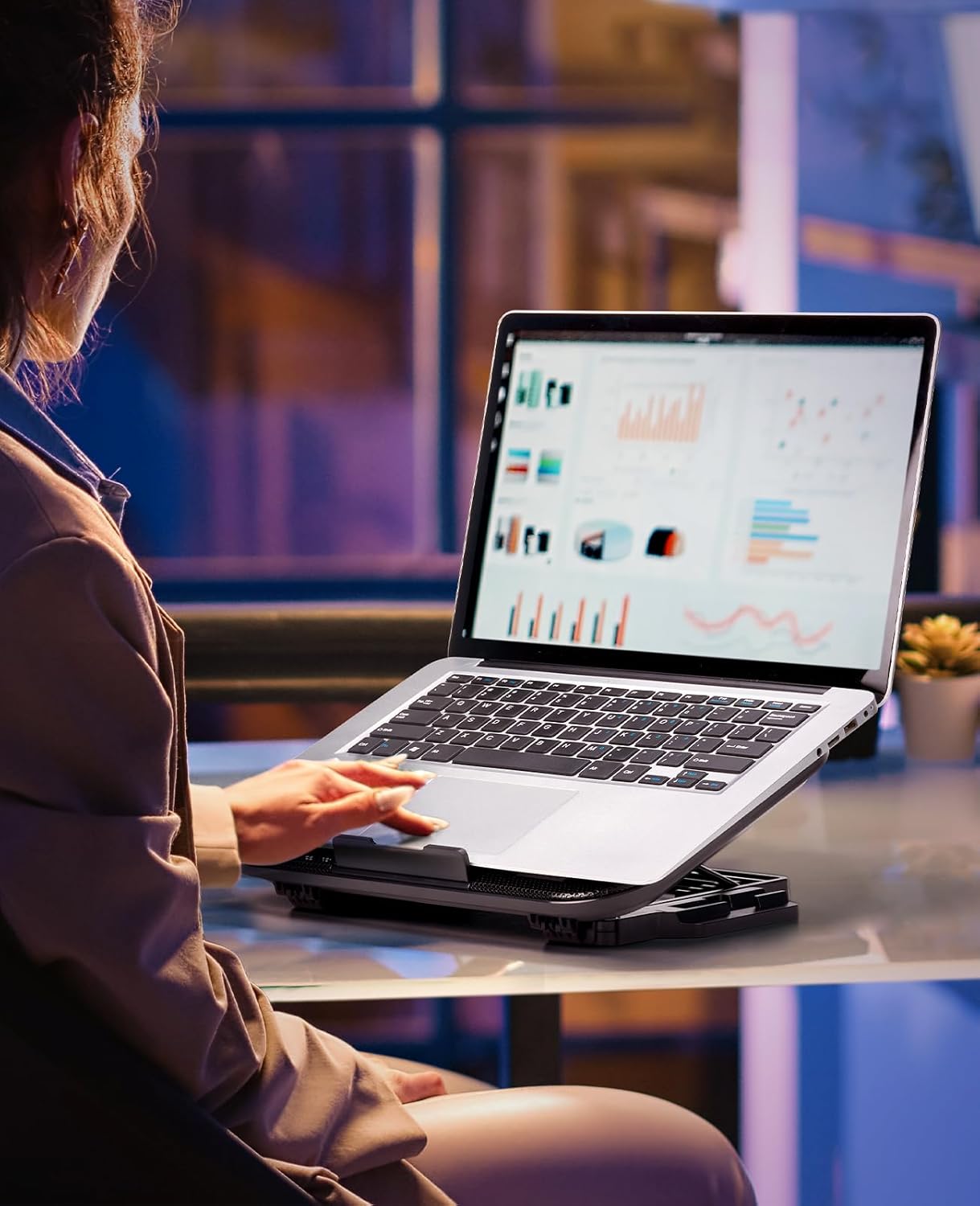 HAVIT Laptop Cooling Pad with 6 Quiet Fans and Adjustable Heights for 12-14.1 Inch Laptops, Dual USB Ports, Phone Holder, Efficient Cooling Stand for Heat Dissipation