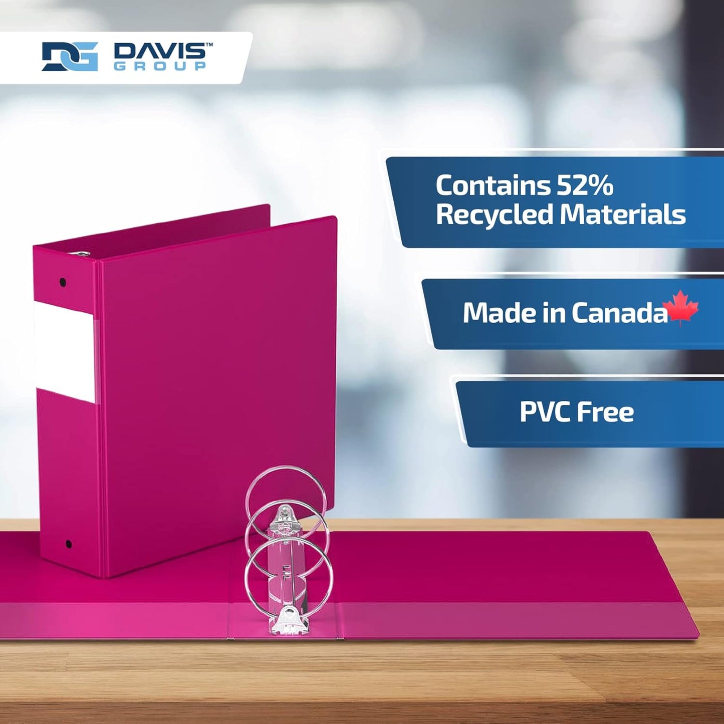 Premium Economy 6-Pack 3-Ring Binders for School or Office, Round-Ring Binders, 3 Inch, Pink