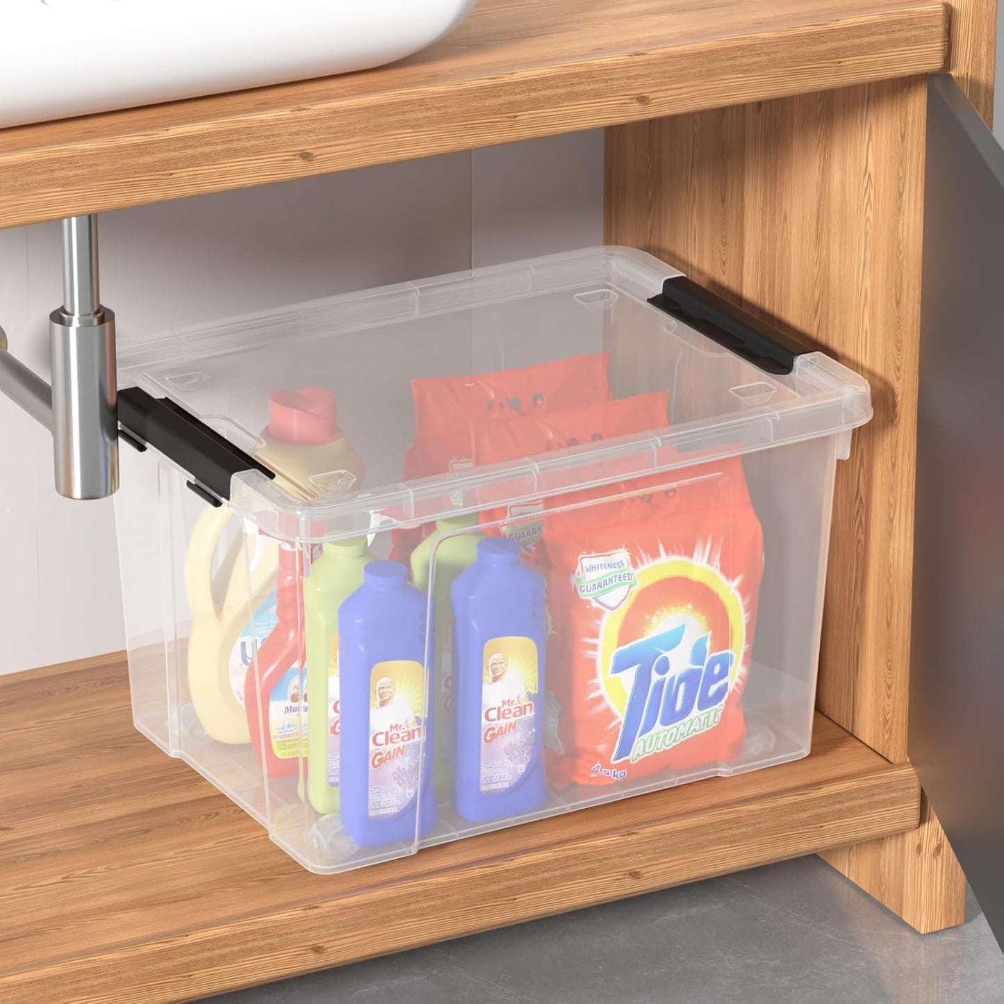 4-Pack 34 Quart Clear Plastic Storage Boxes with Lids, Latching Bins Totes with Wheels