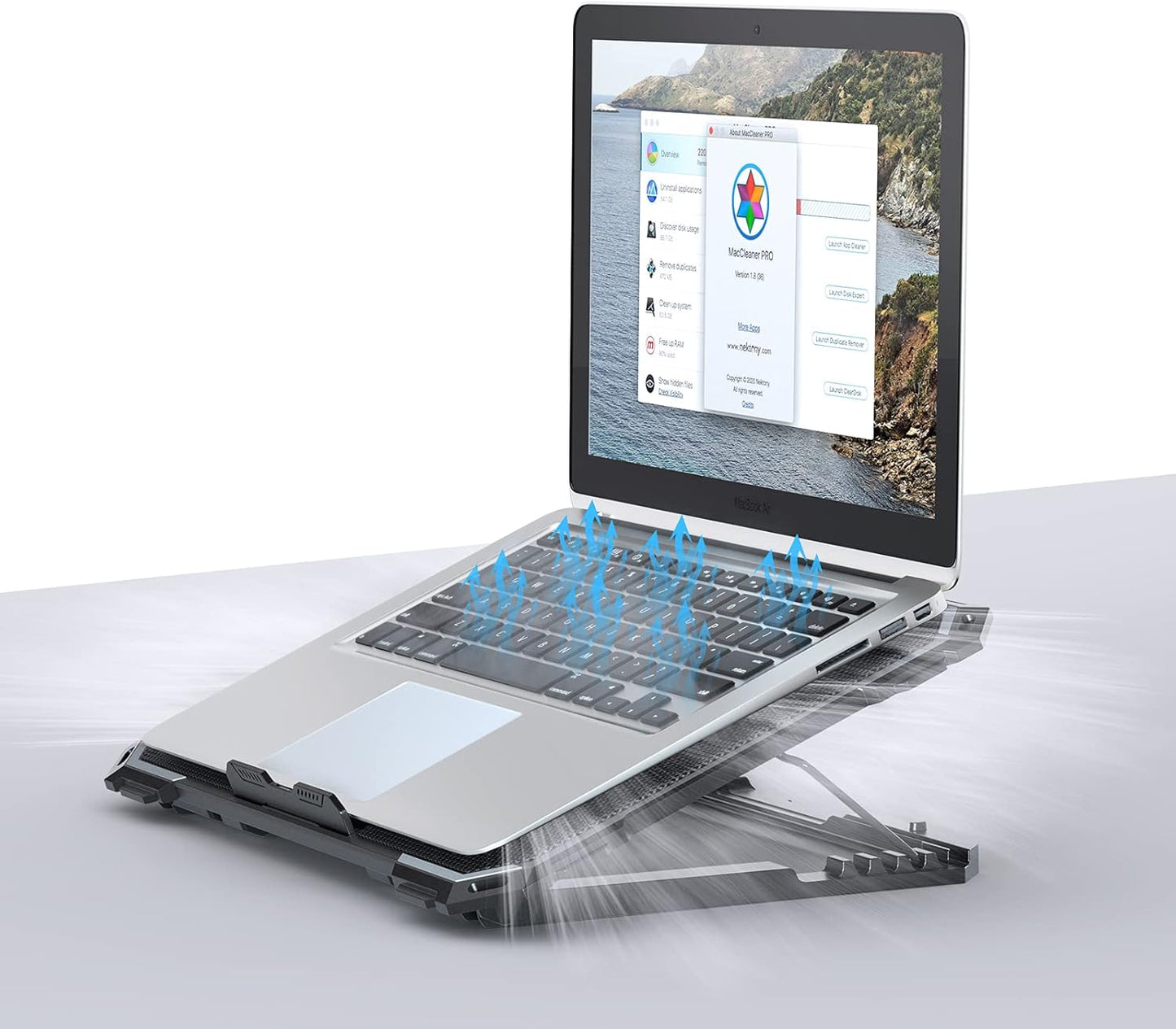 Upgrade Laptop Cooling Pad,Gaming Laptop Cooler with 5 Quiet Fans,2 USB Ports,5 Adjustable Stand Height,Blue LED Lights,for 15.6 Inch Laptops