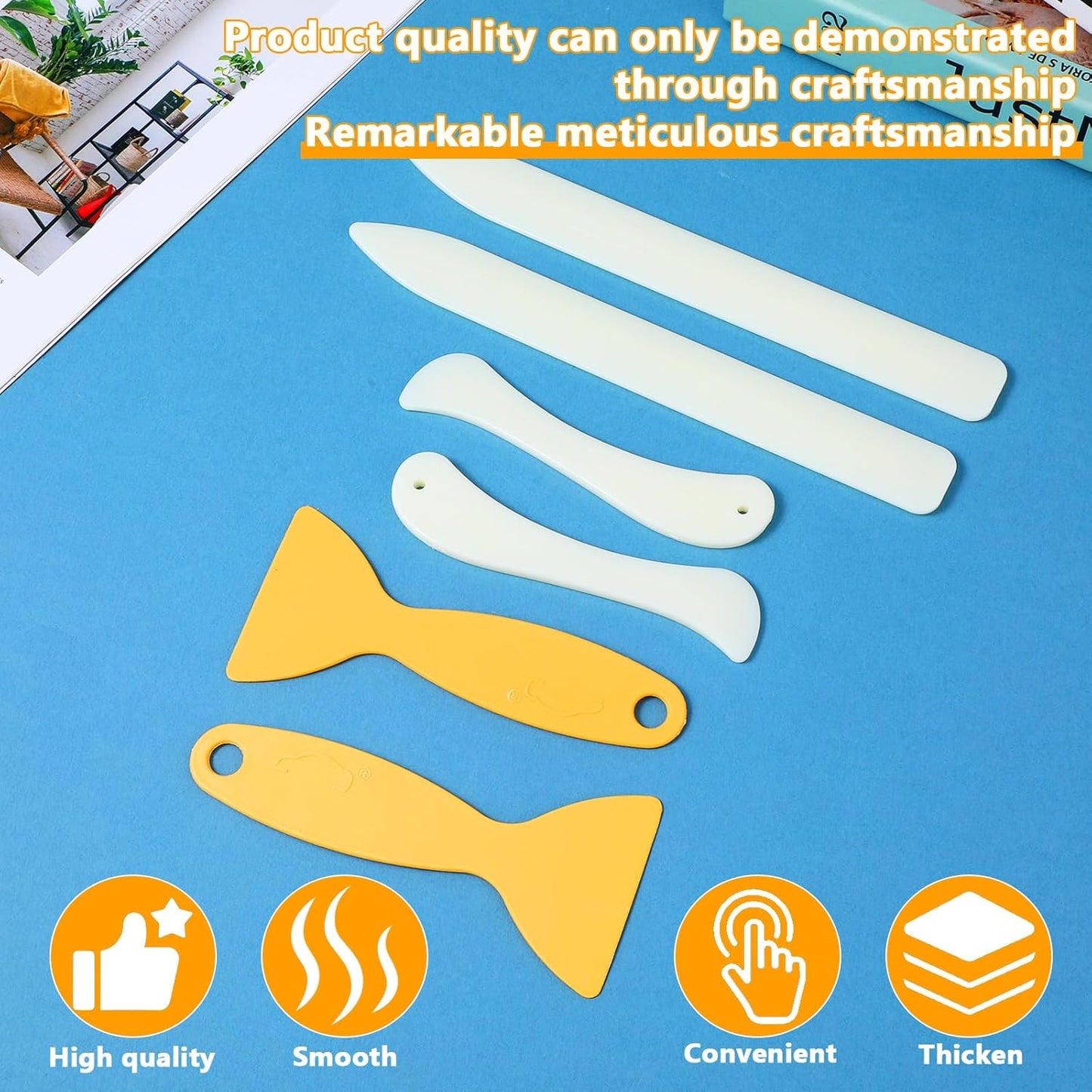 Ymapinc 6 Pcs Folder Paper Creaser Set Bone Folders, Scoring Tool, Paper Creaser, Origami Tools for Handmade Scrapbooking Bookbinding Paper Cards Crafts Leather Burnishing