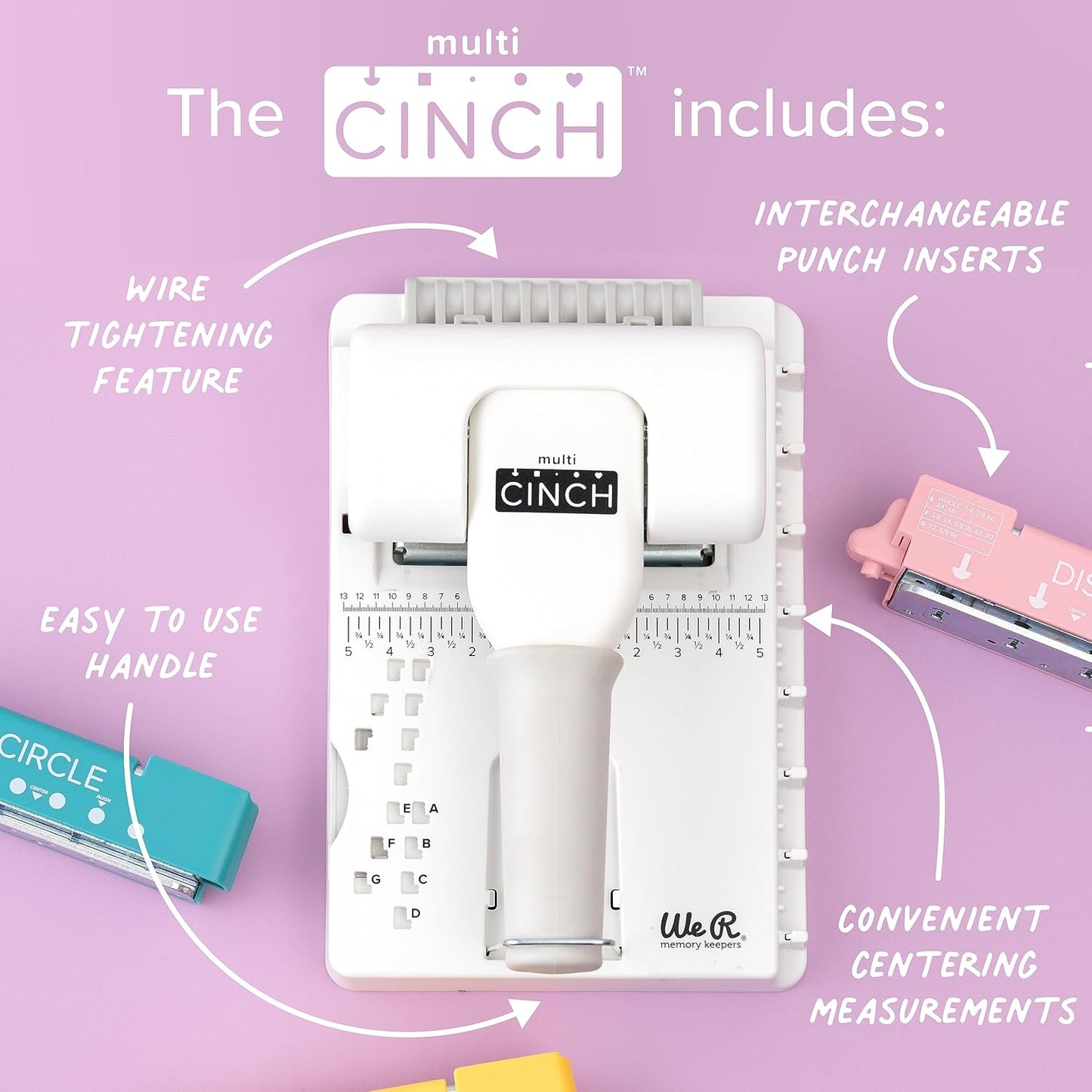 We R Memory Keepers Multi Cinch Kit (2 in 1 Circle & Disc) Book Binding Art Crafts Sewing Scrapbooking Journaling Printmaking Paper Craft Office Home Card Stock DIY Card Making Sticker Machine