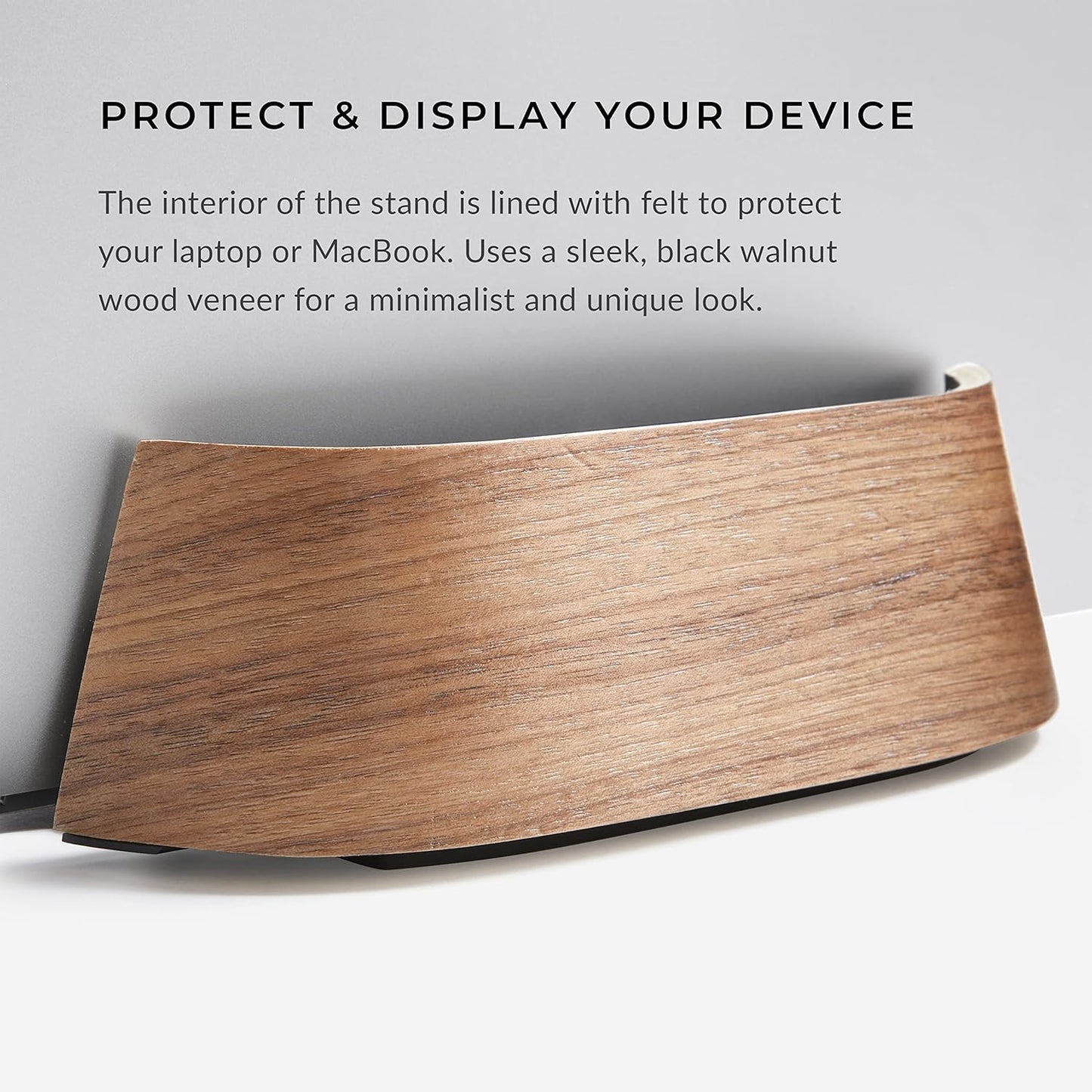 HumanCentric Vertical Laptop Stand in Black Walnut Wood, Upright Adjustable Holder and Dock, Laptop Vertical Stand Fits MacBook Pro and Other Laptops .5" to 1.5", Clamshell Compatible