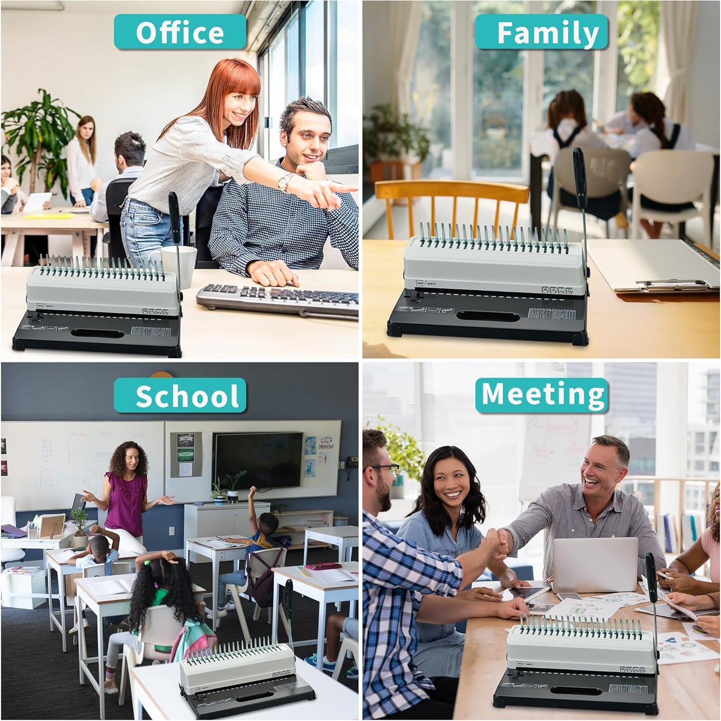 Binditek Binding Machine, 19-Hole, 450 Sheets, Comb Binder Machines with 100 PCS 1/2" Comb Spines, for Letter Size, A5 or Smaller Sizes