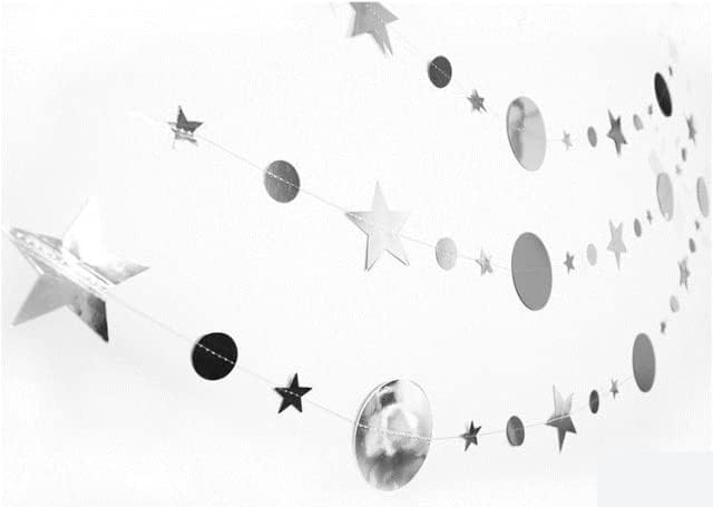 Silver Party Decoration Silver Star Circle Dot Hanging Garland Hanging Streamer - Image 6