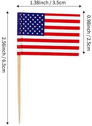 CYPS 100 Pcs USA American Flag US Toothpick Flags, Small Mini Stick Cupcake - Image 3