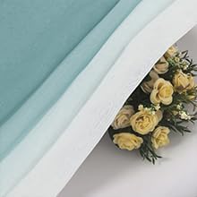 DWCN Blue Faux Linen Ombre Sheer Curtains - Image 4
