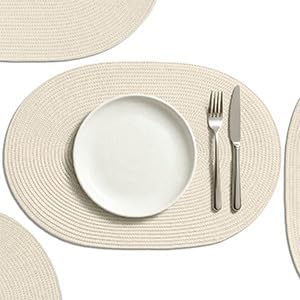 AHHFSMEI Placemats Set of 8 for Dining Table Washable Woven Non-Slip 18x12 by AHHFSMEI