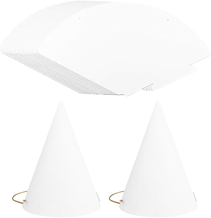 20 Pcs Party Paper Cones Hats White Birthday Cone Hat Blank DIY Party Hats by Unknown