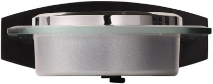 Howard Miller Landre Tabletop Clock – Beveled Glass Arch Alarm Clock Quiet Sweep Second Hand Black Wooden Base Battery Operated Quartz Movement Ideal for Desk Bedroom or Office Décor