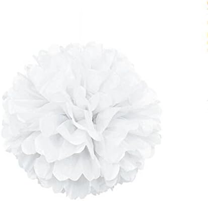 10pcs White Tissue Hanging Paper Pom-poms, Hmxpls Flower Ball Wedding Party - Image 2