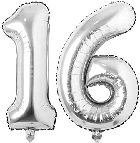 Jonhamwelbor 16 Number Balloons Silver Giant Jumbo Big Large Number 16 Foil - Image 2
