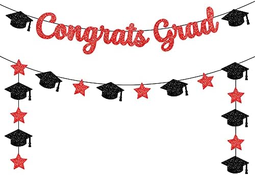 KatchOn Graduation Decorations 2026 | Glitter Congrats Grad Banner Red and Black - Image 7
