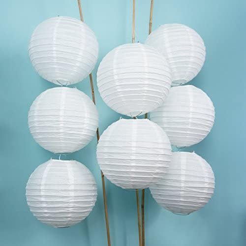 12Pcs 6, 12 Inch Mixed Sizes White Paper Lanterns Decorative Chinese, Japanese - Image 4