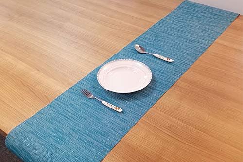 SHACOS Woven Vinyl Table Runner Indoor Outdoor 12x71 inch Kitchen Dining Table - Image 3