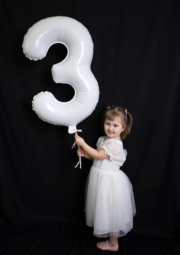 Number Balloons 40 Inch White 3 Balloon - Image 3