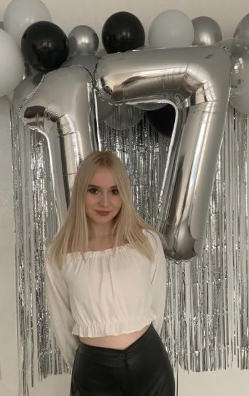 Silver Number 7 Balloon 40 inch, Balloon numbers party supplies, deco photo - Image 5