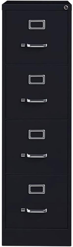 Scranton & Co 4 Drawer Metal Vertical File Cabinet with Lock, 22" Deep, Letter Size, Home/Office, Preassembled, Commercial Grade, Black Finish