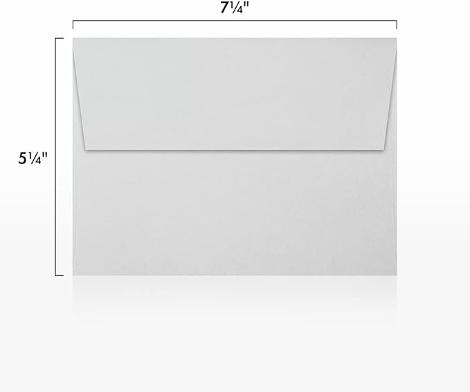 LUXPaper A7 Invitation Envelopes | Peel & Press | 5 1/4" x 7 1/4" | Gray | 80lb. Text | 100% Cotton | 500 Qty
