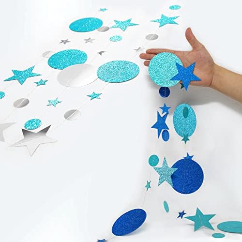 Blue Party Decoration Blue Star Circle Dot Hanging Garland Hanging Streamer - Image 3