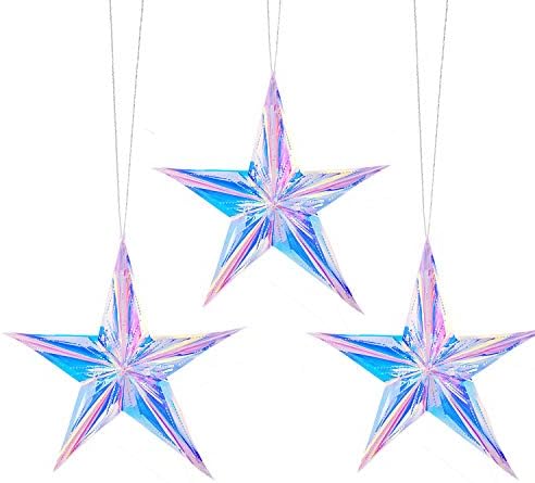 12 Inch Diameter Iridescent Ornament Star Hanging Decorations, Rainbow Shine by Blukey