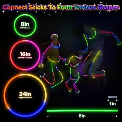 SpringFlower 100 PCS Glow Sticks Bulk Party Favors, 8" Glow in the Dark Party Supplies, Light Sticks for Party Favors Glow Necklaces and Bracelets for Kids or Adults - Image 3