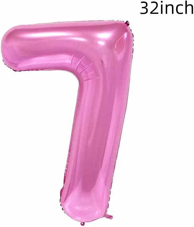 32 inch Pink Number 7 Balloons，7th Large Foil Balloons Pink Decorations - Image 4