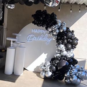 Black and Silver Balloons Arch Garland Kit, Graduation, Baby Shower, Disco New - Image 5