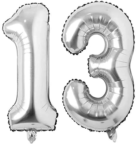 Jonhamwelbor 13 Balloon Numbers Silver Giant Jumbo Big Large Number 13 or 31 by Jonhamwelbor