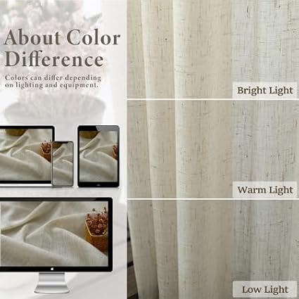 Pitalk Beige Curtains 54 Inch Length - Image 4
