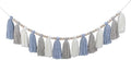 DrCor Coastal Blue White Tassel Garland – Boho Decor | Handmade yarn banner by DrCorDreamingDecor