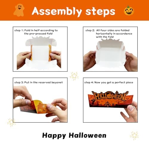 Halloween Disposable Paper Food Trays 24pcs Trick Or Treat Halloween Birthday Decorations Nacho Trays for Witches Pumpkin Bat Ghost Party Supplies - Image 2