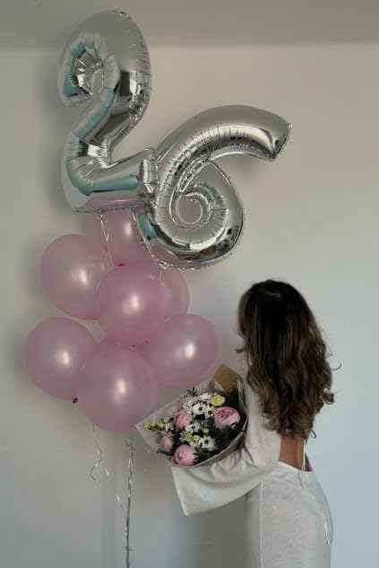 Silver Number 6 Balloon 40 inch, Balloon numbers party supplies, deco photo - Image 5