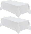 VidaFete 2 Pack 90*132inch Rectangle Tablecloth Polyester Table Cloth，Stain Resistant and Wrinkle Polyester Dining Table Cover for Kitchen Dinning Party Wedding Rectangular Tabletop Decoration(White)