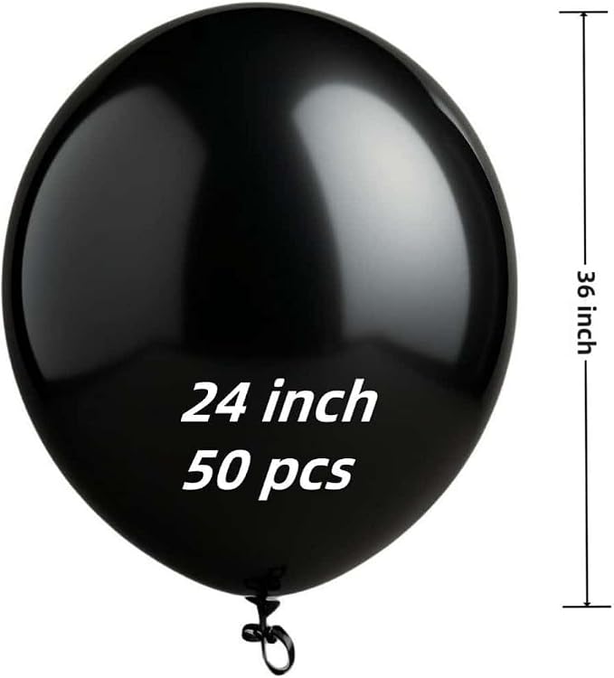 50 Pack Black Balloons 24 Inch Black Latex Party Balloon - Image 2