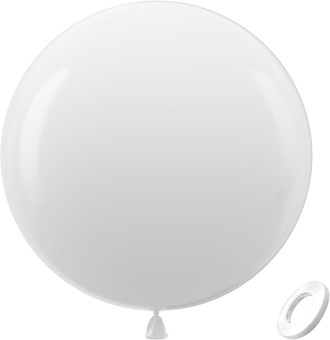 Bezente White Giant Latex Round Balloons 36 Inch 8 Pack | White Balloons Large by Bezente