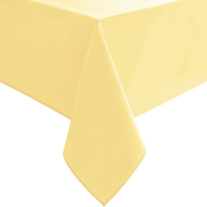Hiasan Light Yellow Rectangle Tablecloth - Waterproof Washable Polyester Fabric Table Cloth for Buffect Dining Birthday Party Wedding, 54 x 80 Inch