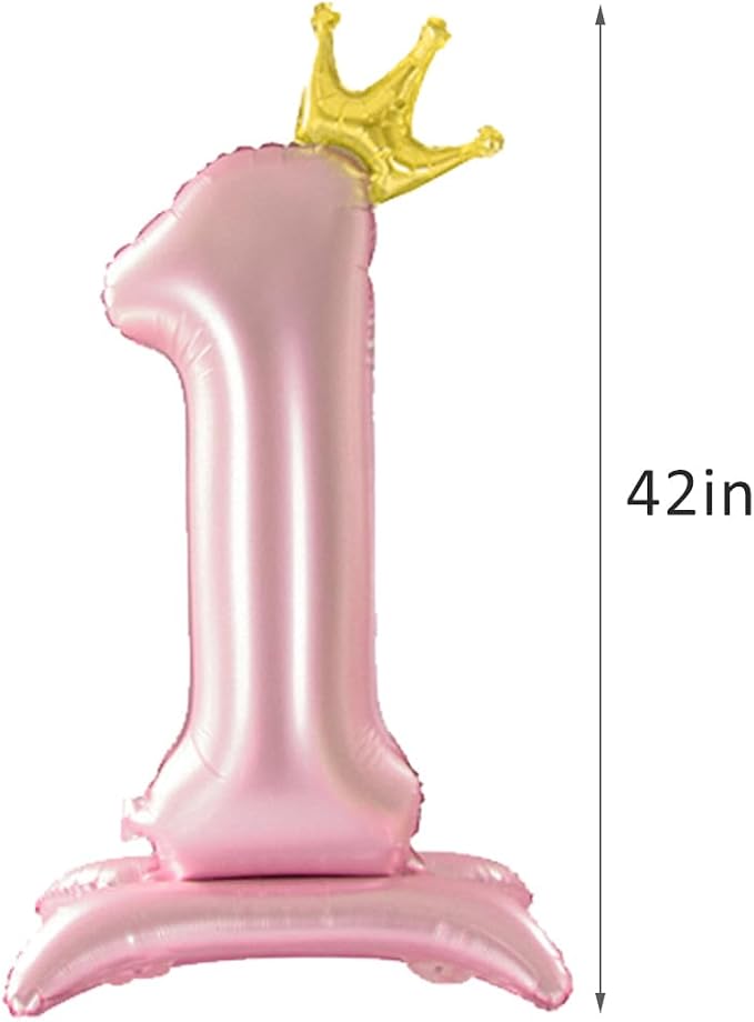42 Inch Pink Foil Number 1 Balloon, 1th Pink Birthday Decorations | Giant - Image 2