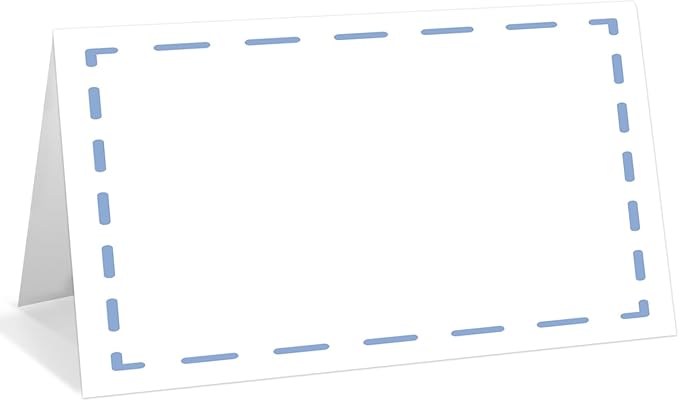 25 Pack Blue Lines Place Cards, Editable Name Cards for Table Setting, Tent Cards Food Label for Dinner Party, Bridal Shower, Wedding, Baby Shower and Events -T17