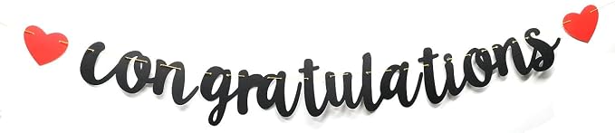 Congratulations Banner Black Letters & Red Symbol Hanging Paper Sign Decorations by HEMARTY