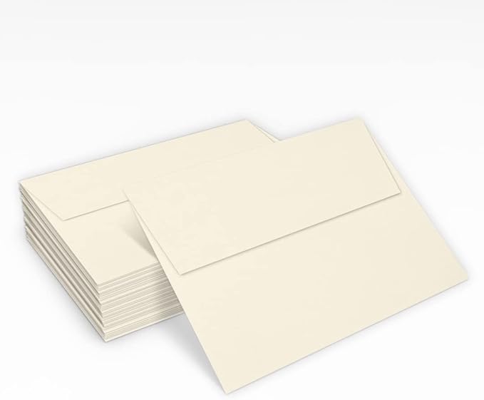 LUXPaper A7 Invitation Envelopes | Peel & Press | 5 1/4" x 7 1/4" | Natural | 80lb. Text | 30% Recycled | 250 Qty