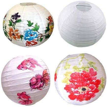 White Paper Lanterns 10 Pcs size of 12" Chinese Round Paper Hanging Decorations - Image 4