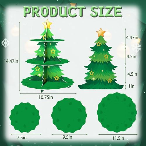 Christmas Party Decorations Christmas Cake Stand 3 Tier Christmas Tree Cupcake Stand for Birthday Party Supplies - Image 2