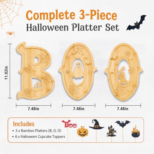 3‑Pack Halloween Charcuterie Board with 6 Halloween Cupcake Toppers - Image 4