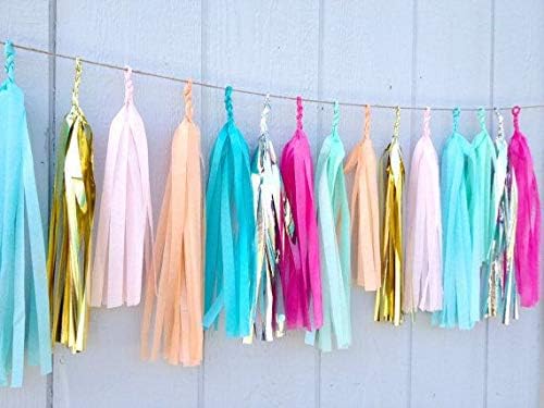 9.8in Gold Tissue Paper Tassel DIY Hanging Paper Decorations Party Garland - Image 4