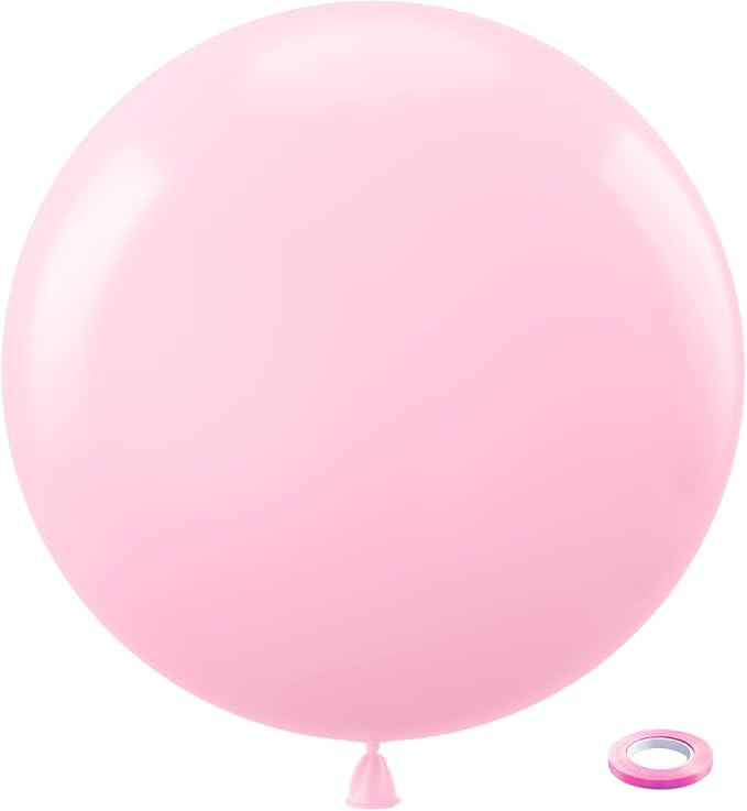 Bezente Pastel Pink Latex Round Balloons 36 Inch 8 Pack | Pink Large Thick Big by Bezente