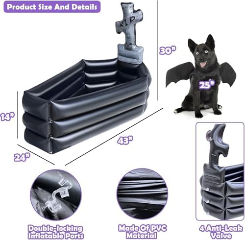 TURNMEON Halloween Inflatable Coffin Cooler, 100+ Cans Tombstone Party Bar - Image 3