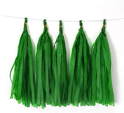 Green Tissue Paper Tassel DIY Hanging Paper Decorations Party Garland by Binpeng
